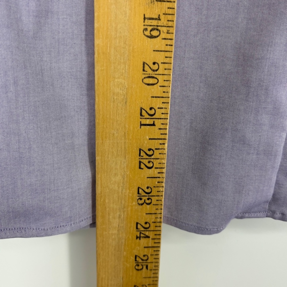 Foxcroft Womens Sz 4 Fitted Button Front Shirt Purple 3/4 Sleeve Non-Iron Cotton - Picture 8 of 8